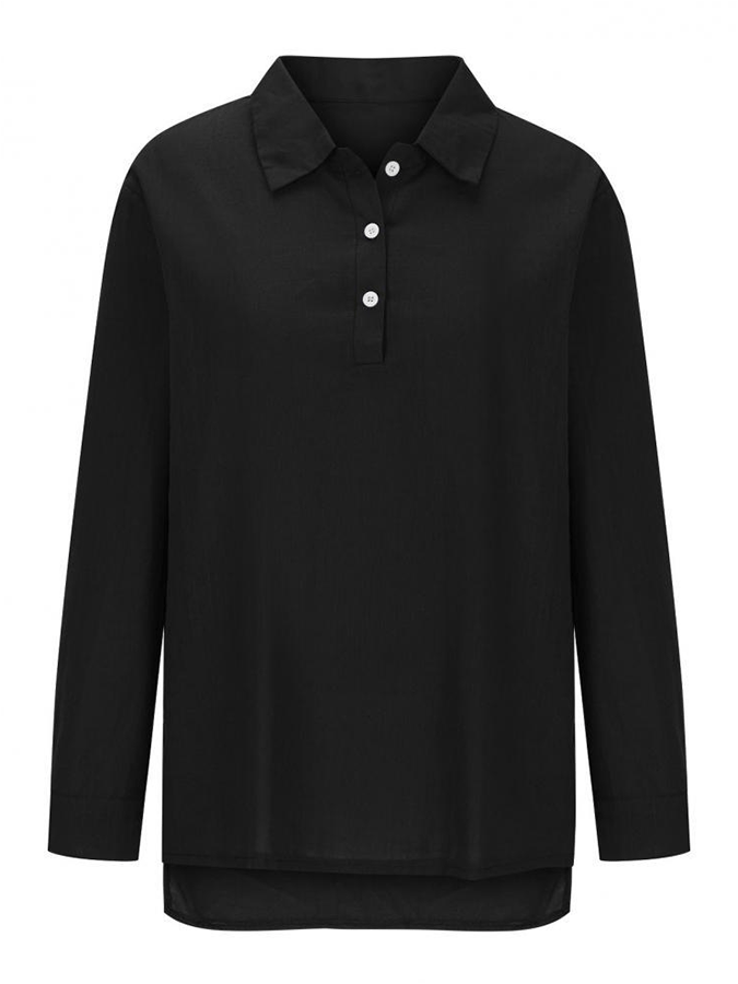 Ladies Lapel Long Sleeve Loose Design Button Casual Shirt
