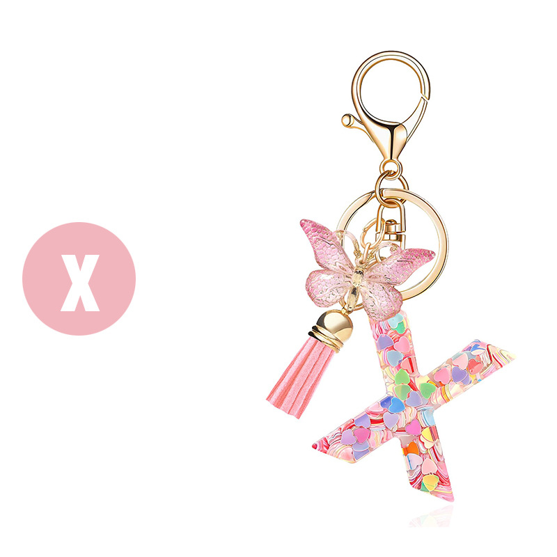 ✨✨Heart sequin butterfly letter tassel keychain(Choose your own name keychain)