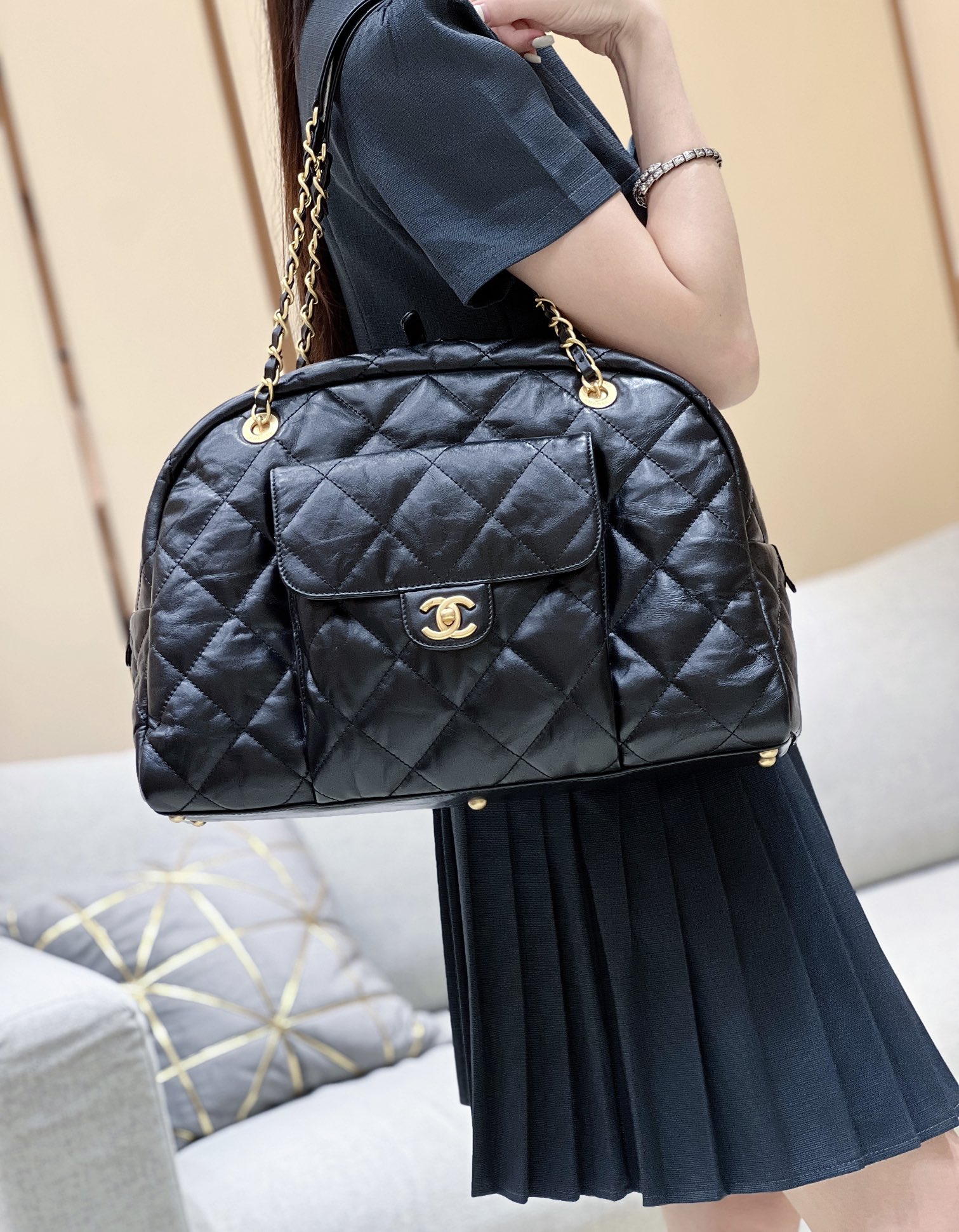 Chanel 24A Haute Couture Collection MAXI Bowling Bag AS4812