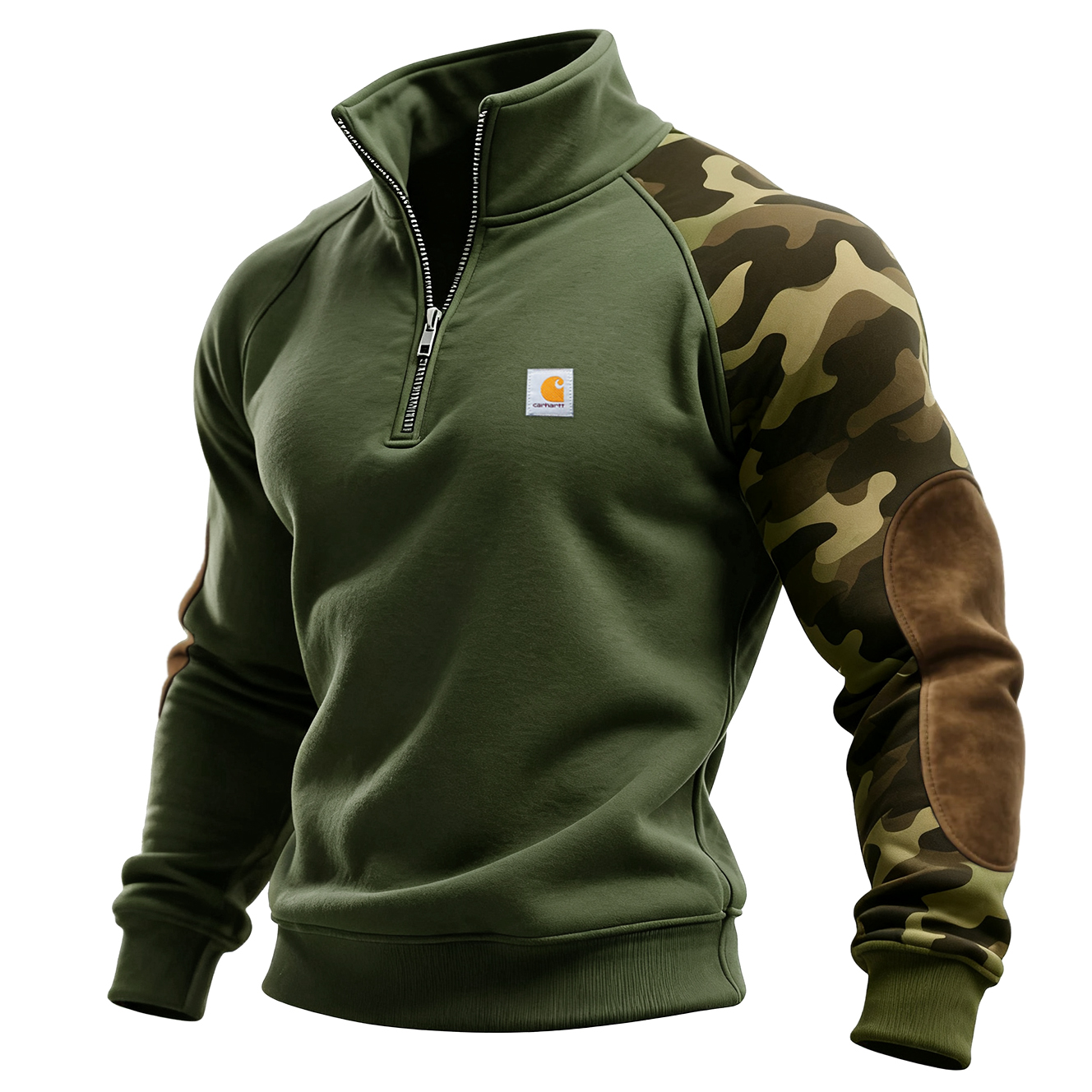 Camouflage Accent Quarter-Zip Pullover for Outdoor Enthusiasts