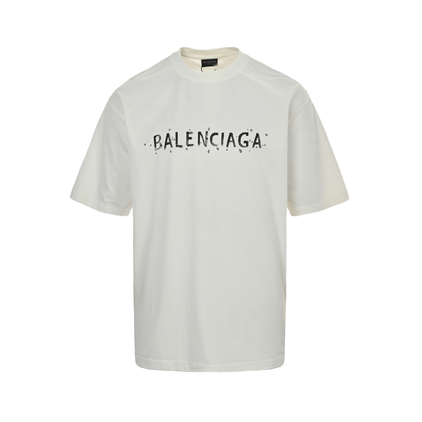 Balenciaga 25ss letter double B hand-painted wash ripped short sleeves