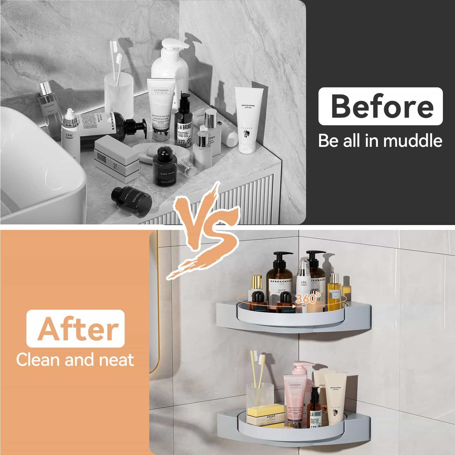 360° Rotate Shower Organizer Shelves