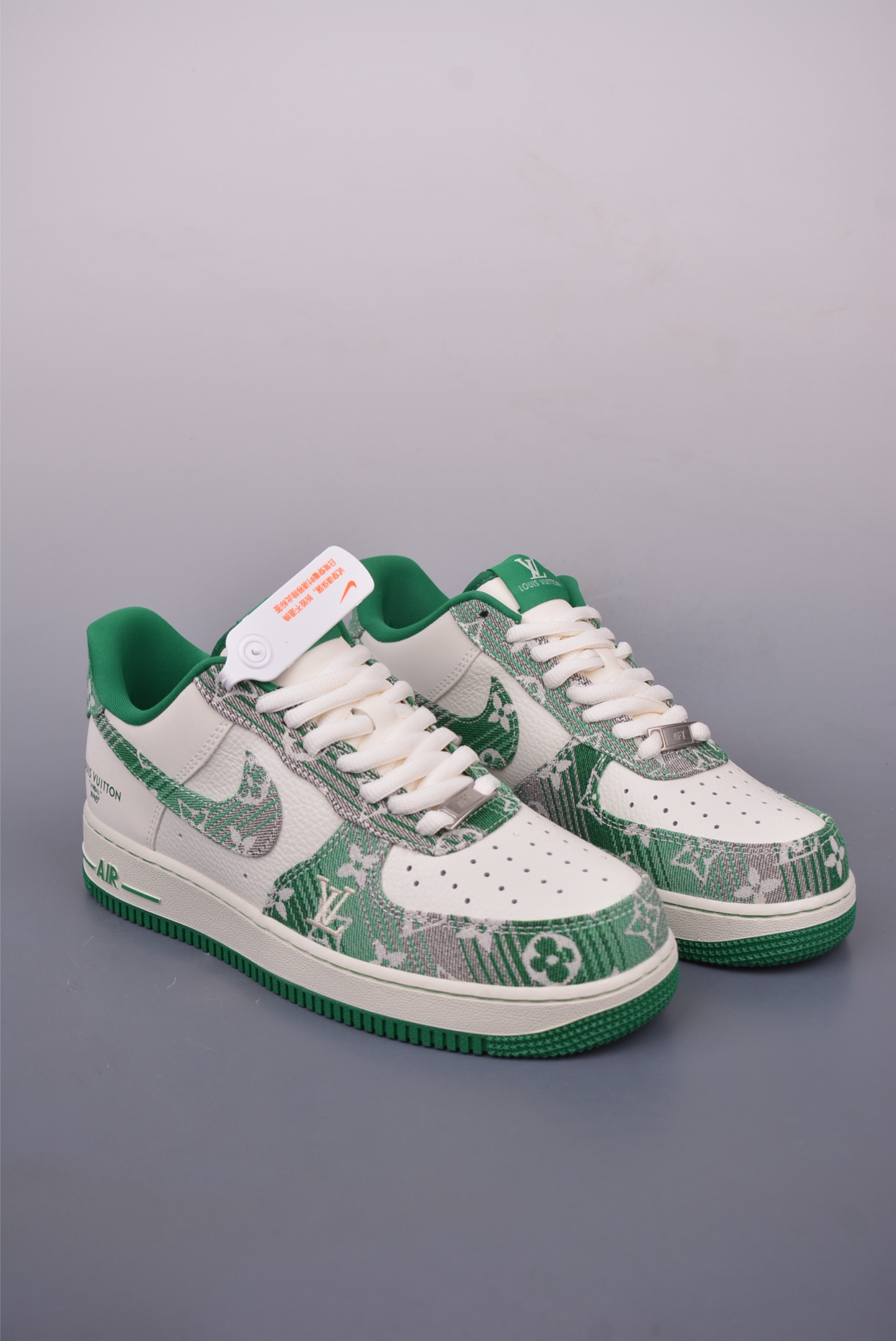 Louis Vuitton x Nike Air Force 1 07 LV8 Low Sneakers White and Green Print SC9207-538