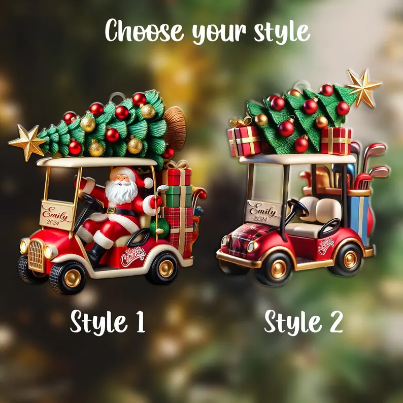 Personalized Golf Cart 2D Christmas Ornament