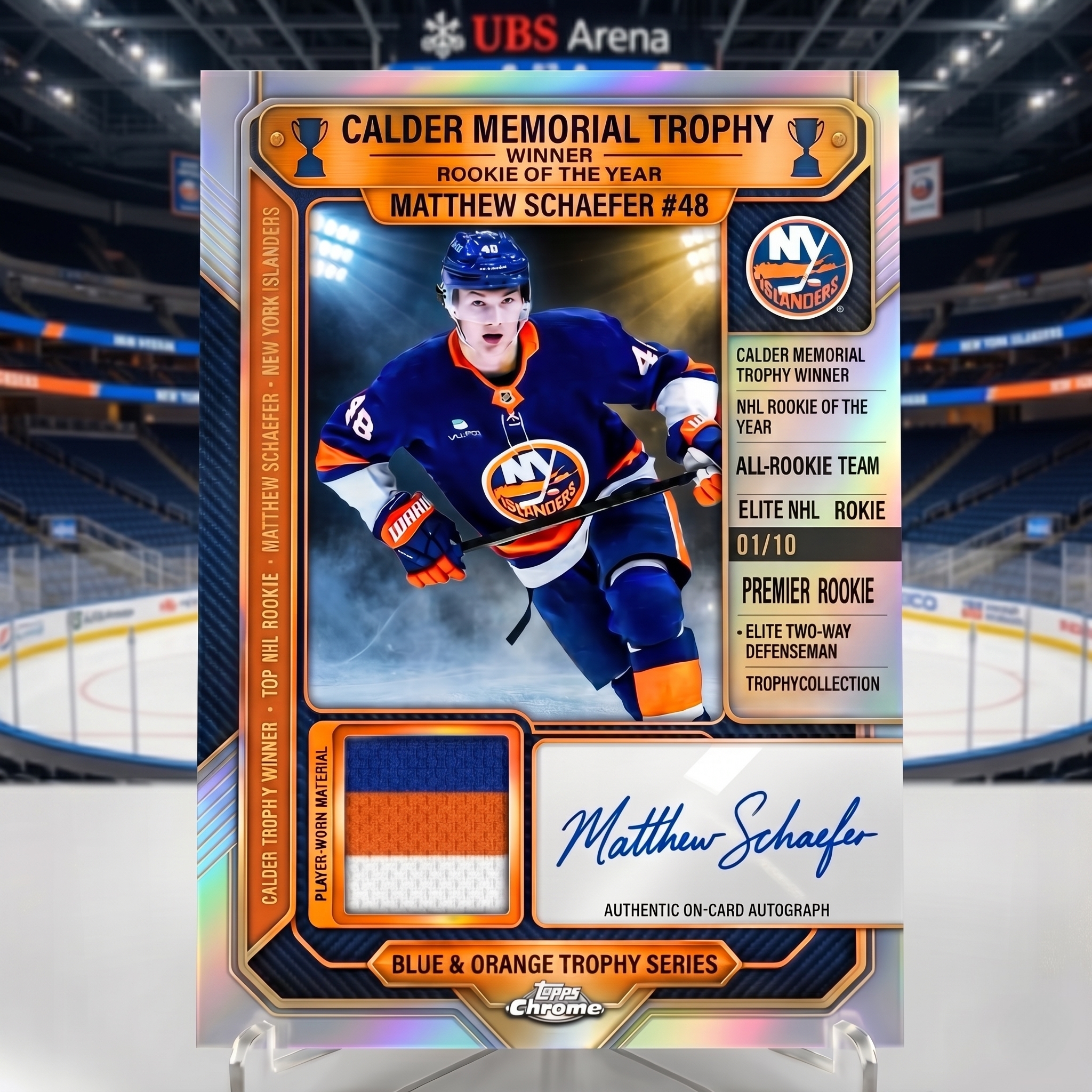 Topps Matthew Schaefer Calder Memorial Trophy Winner Autograph Patch Card