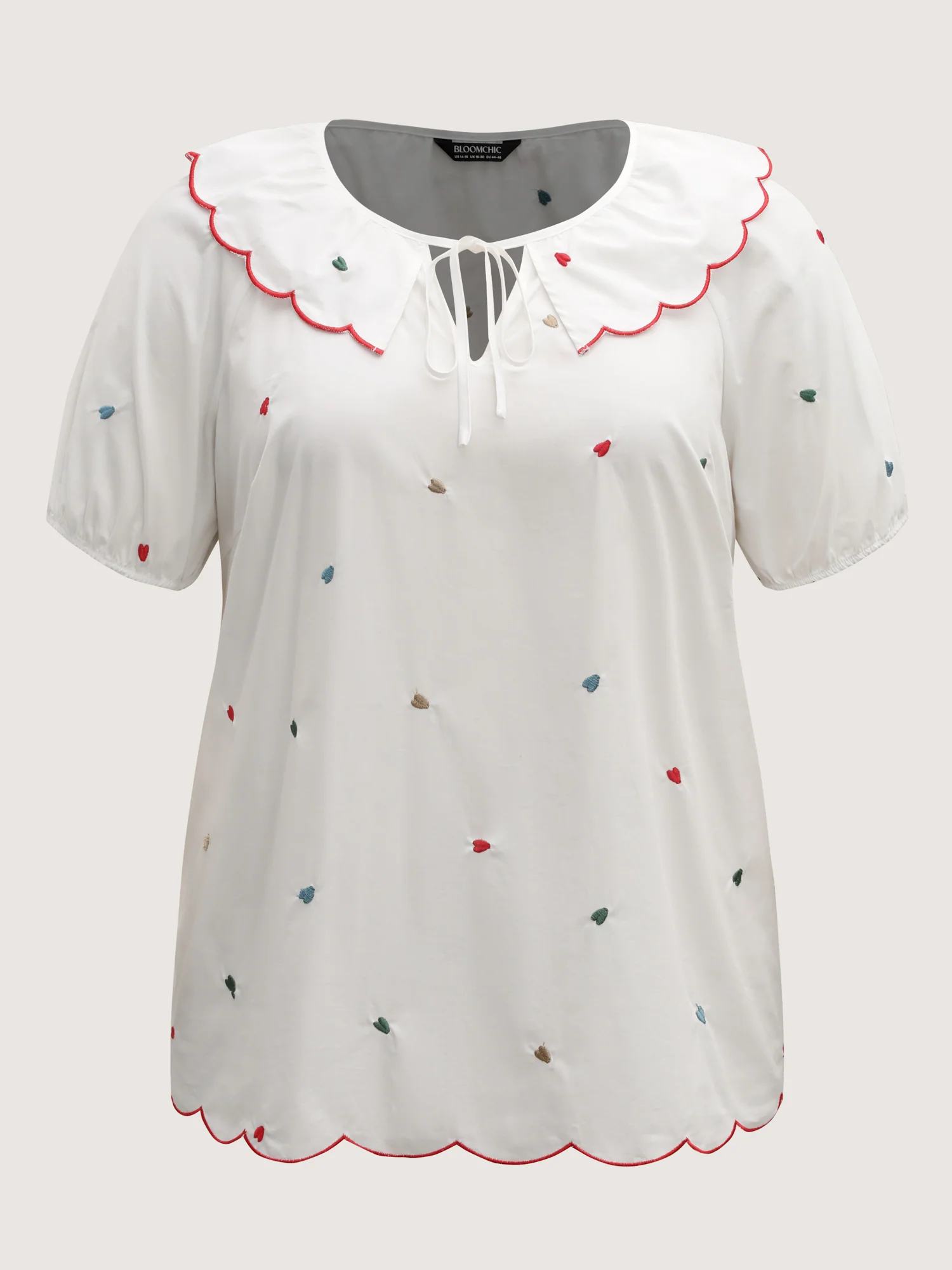 Sweetheart Embroidery Doll Collar Blouse