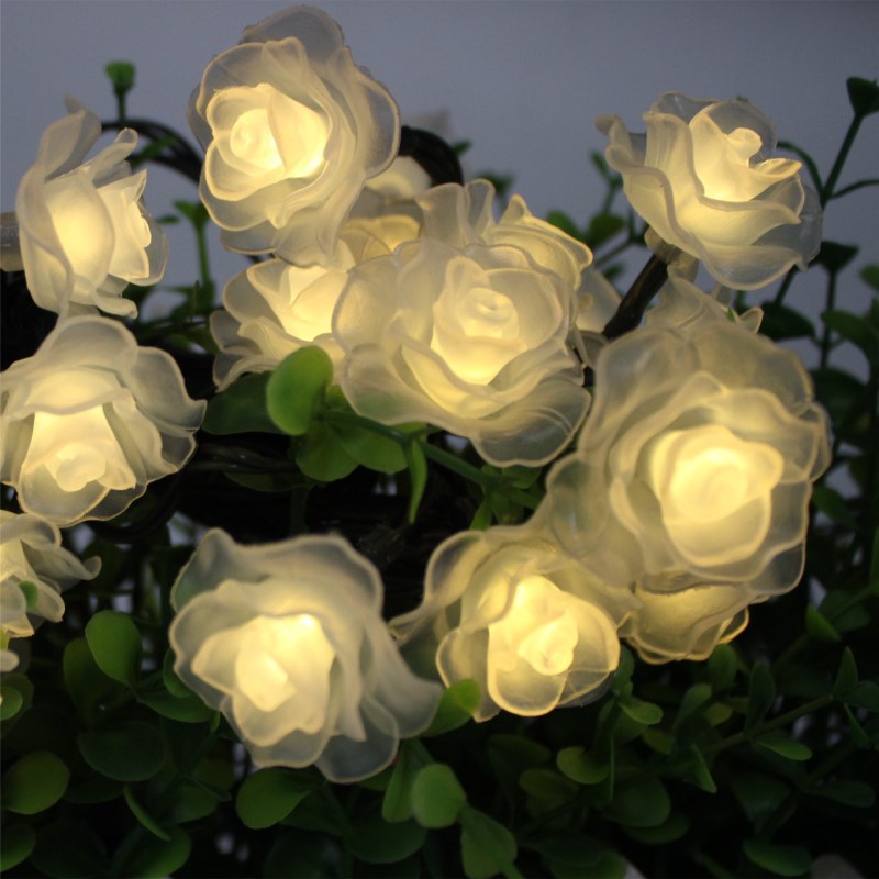 1pc, LED Outdoor Waterproof Color Lamp, Simulation Rose Flower Decorative Color Lamp, Solar Rose Lamp, String Light Spring Decoration