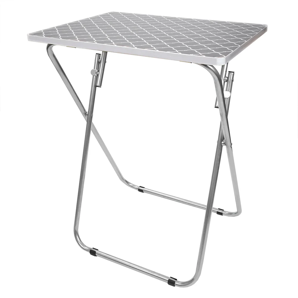 Home Basics Multi-Purpose Folding Table, Lattice Gray, 15x19x25.5 Inches