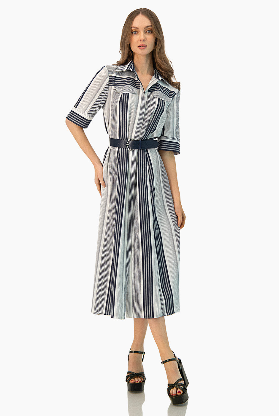 Vestido camisero de manga corta