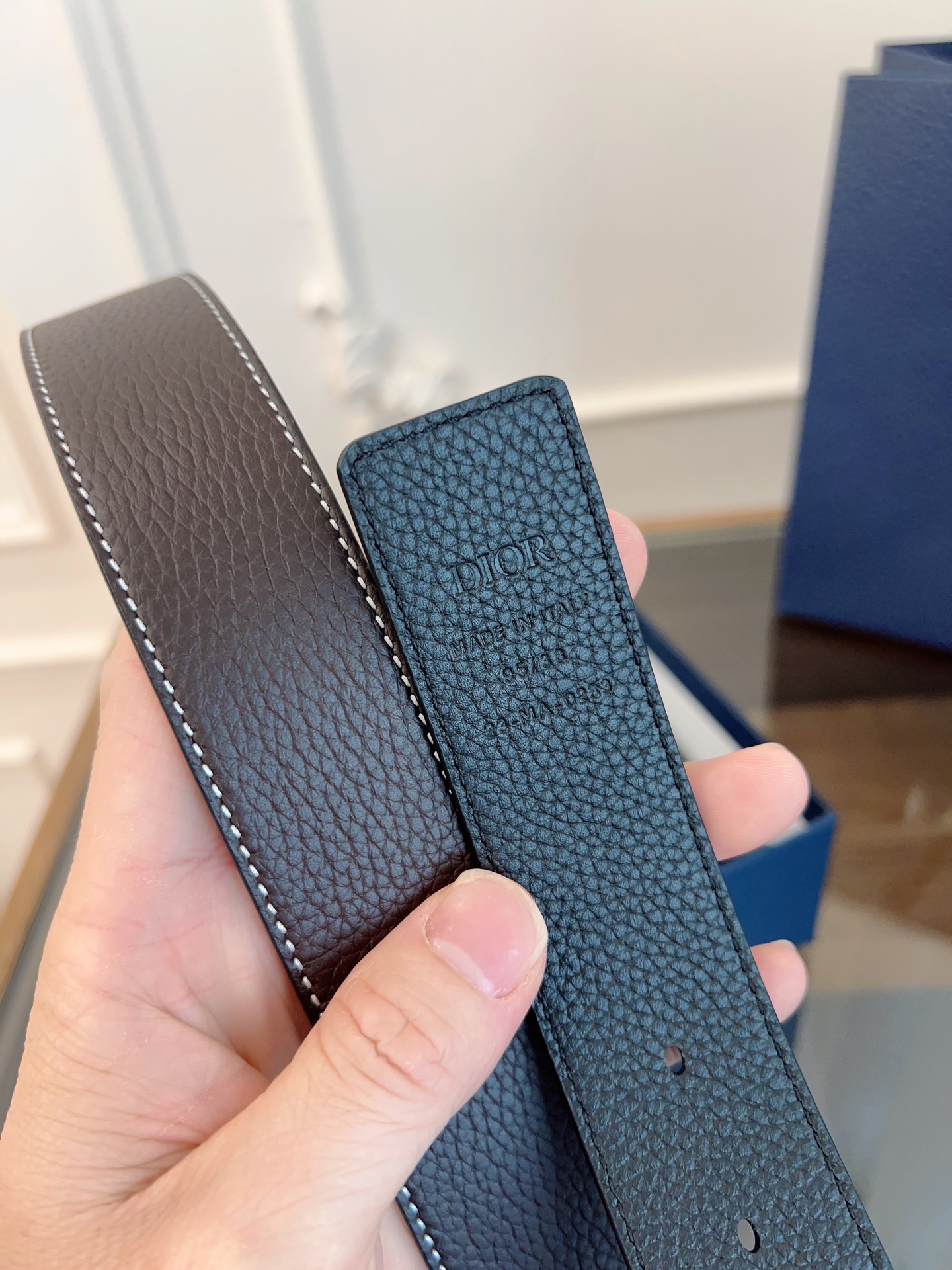 Dior double-sided leather belt 3.5CM wide
