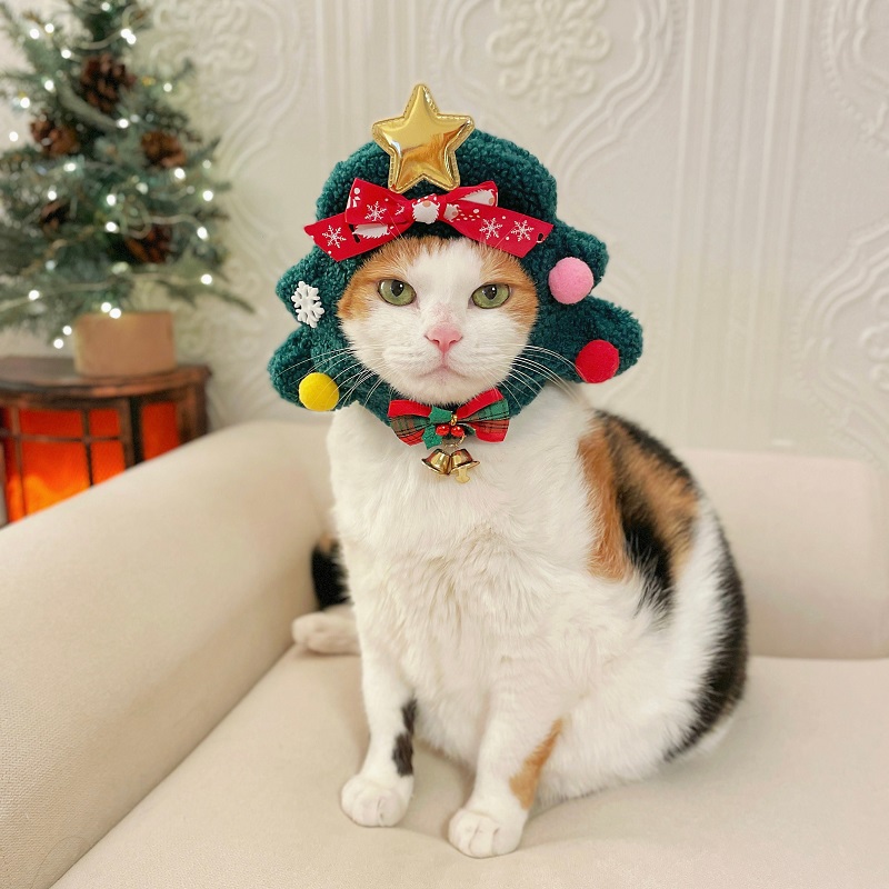 Handmade fleece Christmas Tree Costume Hat for Cat Dog