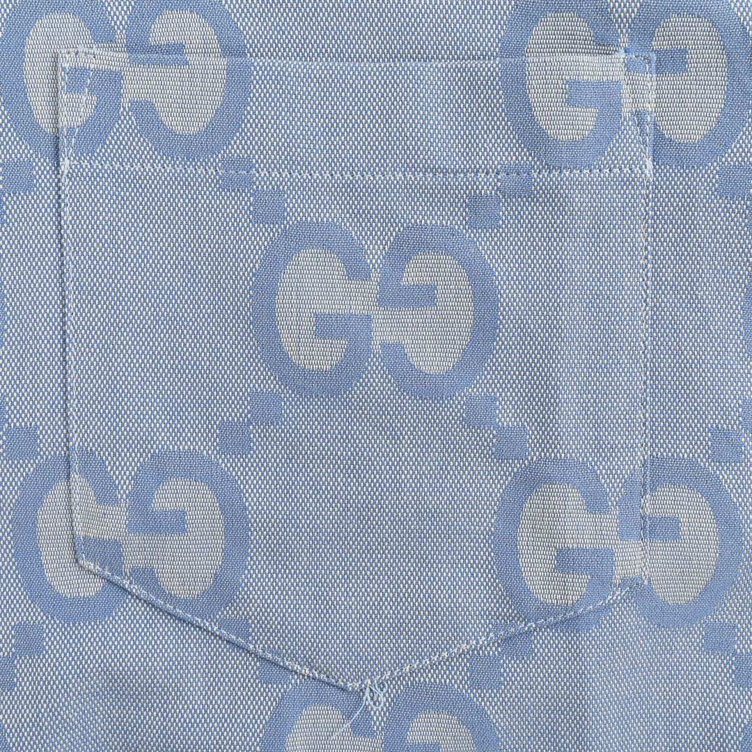 Gucci 24ss Haze Blue Full Print Double G Jacquard Suit Short Sleeve Shirt