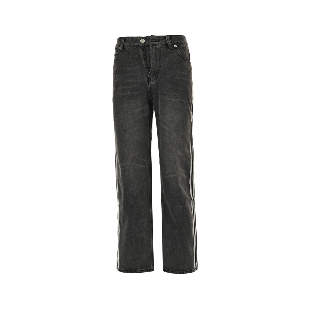 Balenciaga & Adidas collaboration three-bar washed jeans