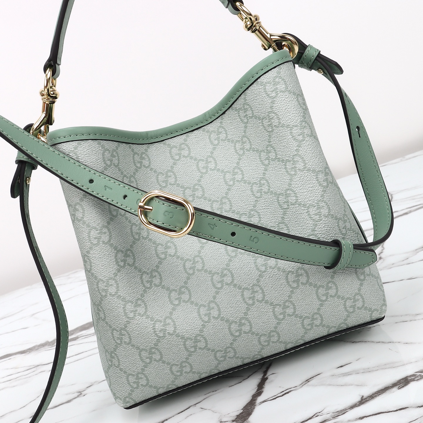Gucci GG Emblem small bucket bag 815118 FAD6L 8458