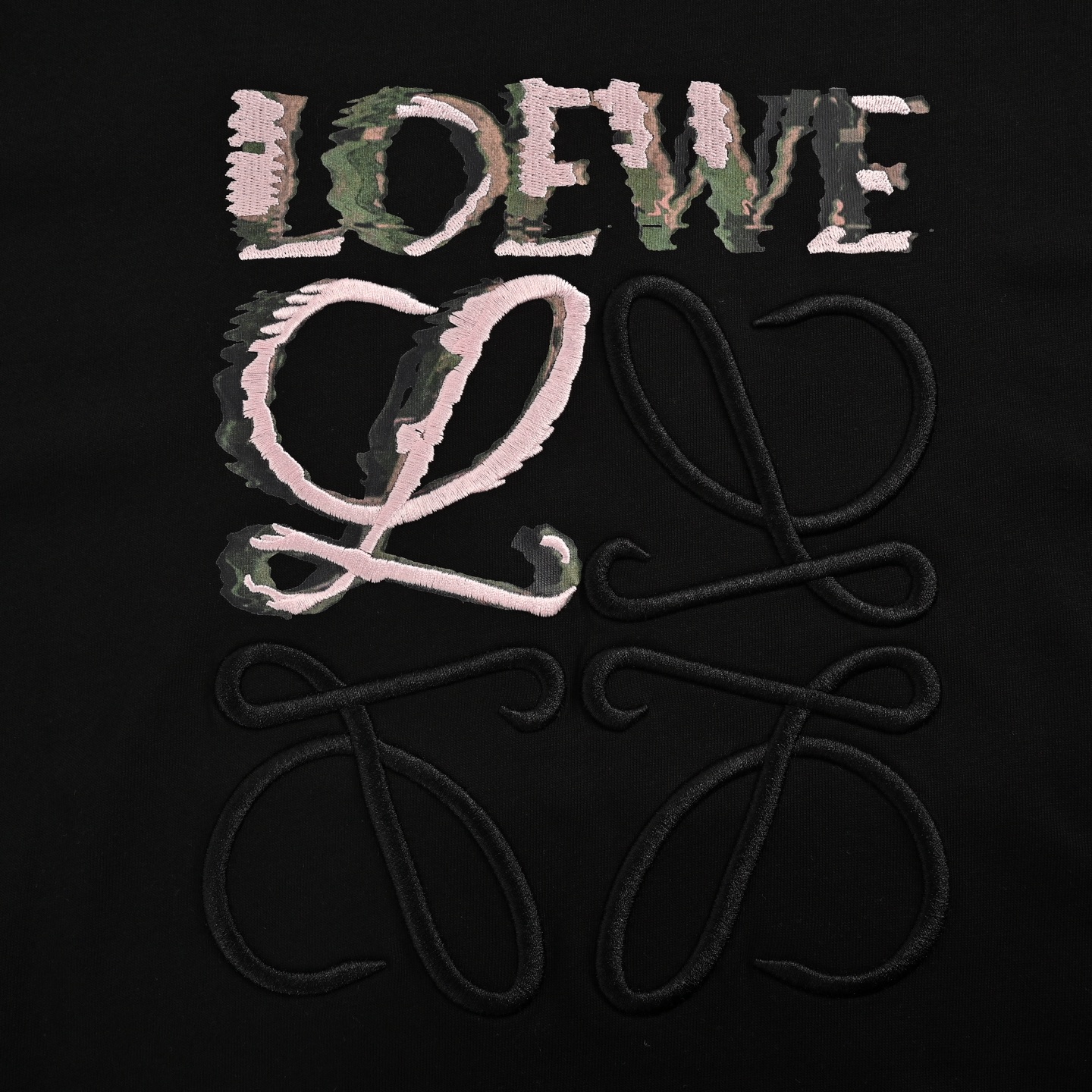 Loewe 24ss half-hand-painted graffiti embroidered logo short sleeve