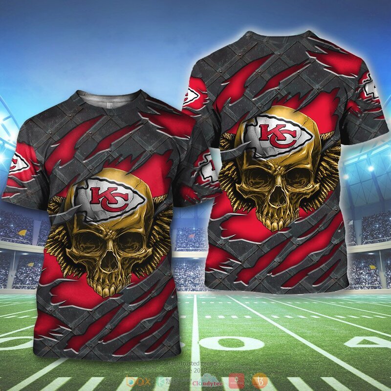 KANSAS CITY CHIEFS WINGS SKULL 3D HOODIE