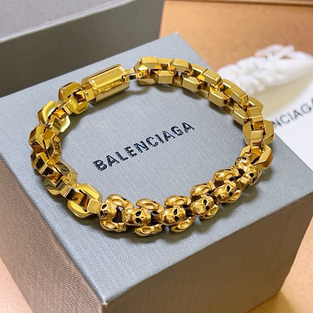 Balenciaga skull chain gold bracelet