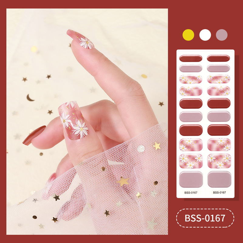 HOT SALE🔥Semicured UV Gel Nail Sticker Kit, Set Of 20-22 Pcs Nail Wraps