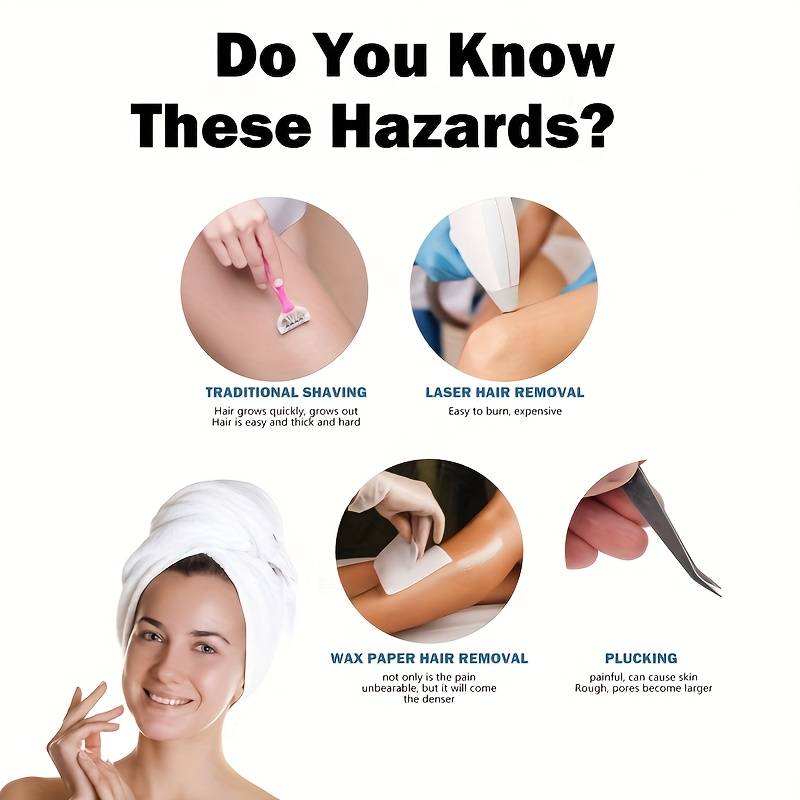 Painless Physical Hair Remover, Epilator, Crystal Hair Eradicator, Safe, Easy to Clean, Reusable, Body, Beauty, Depilation