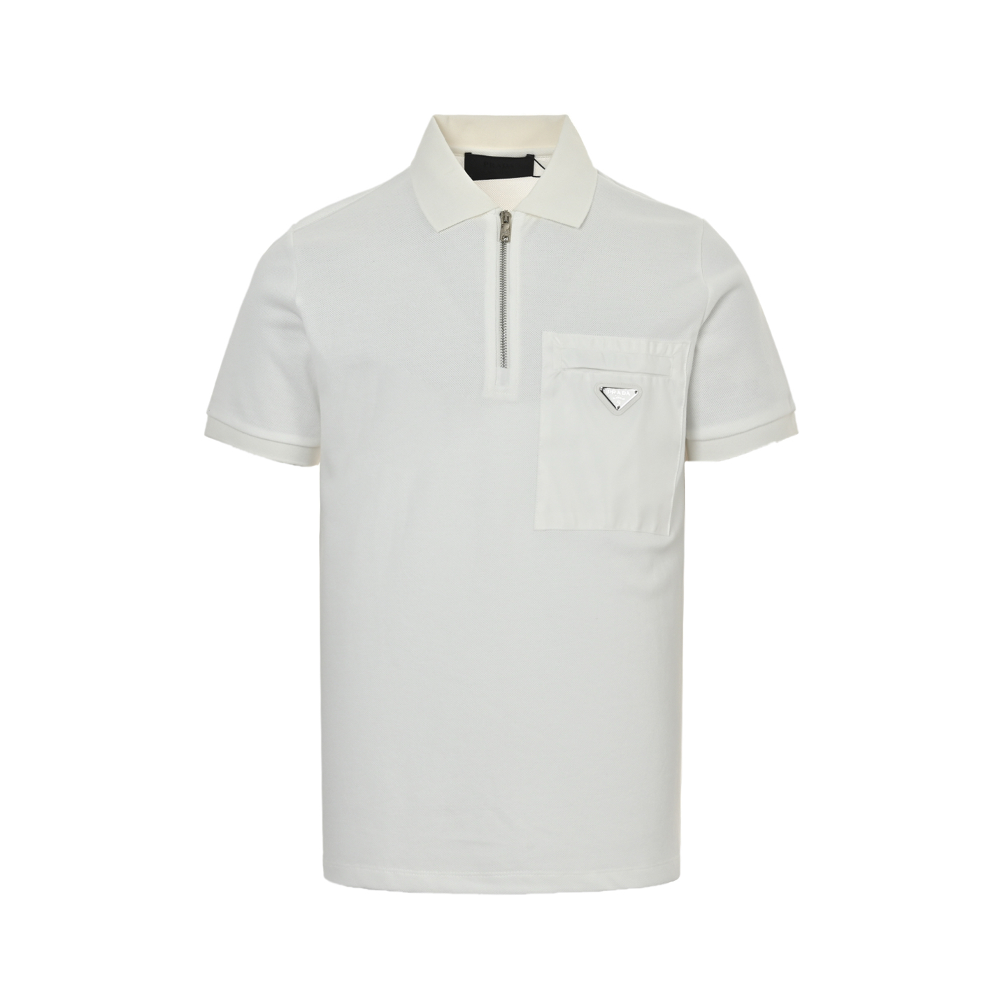 Prada 25ss triangle logo half zip polo short sleeve