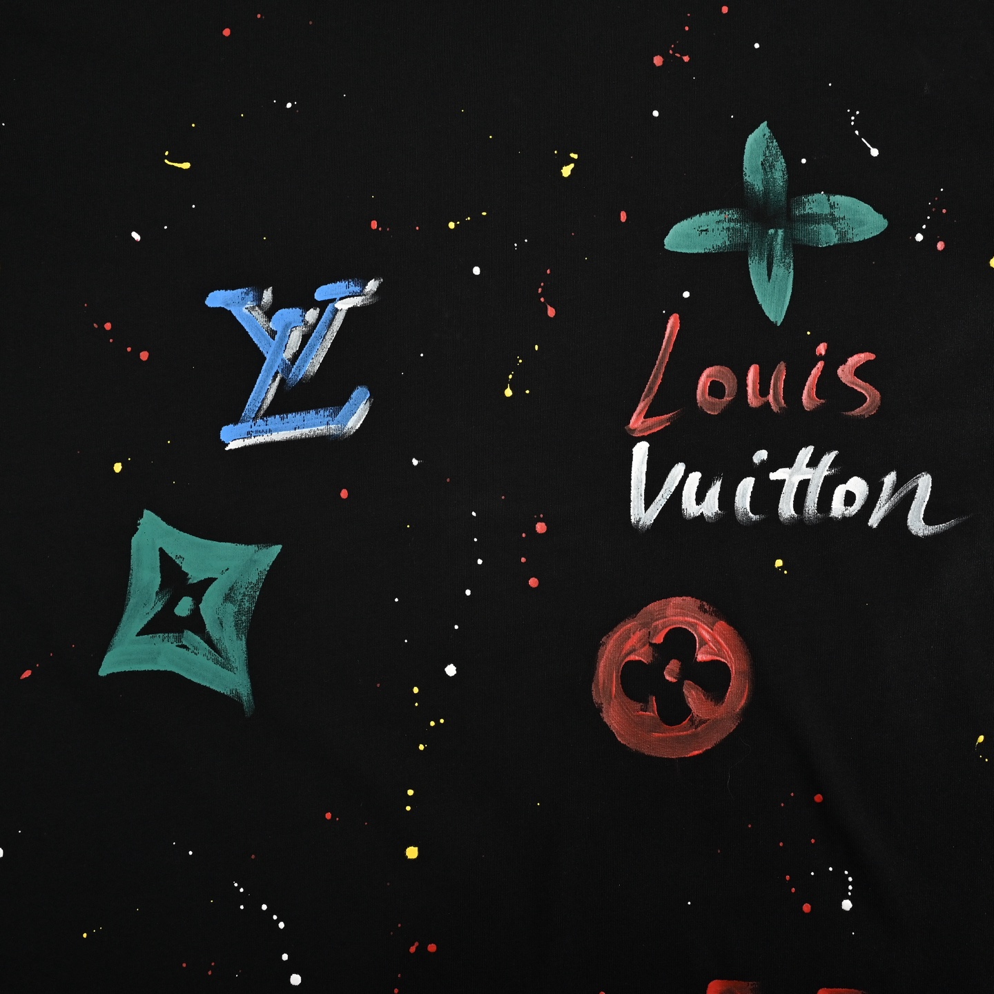 Louis Vuitton washed damaged hand-painted round neck short sleeves