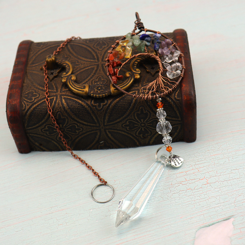 Natural crystal wind chime tree of life light catcher - Christmas decoration