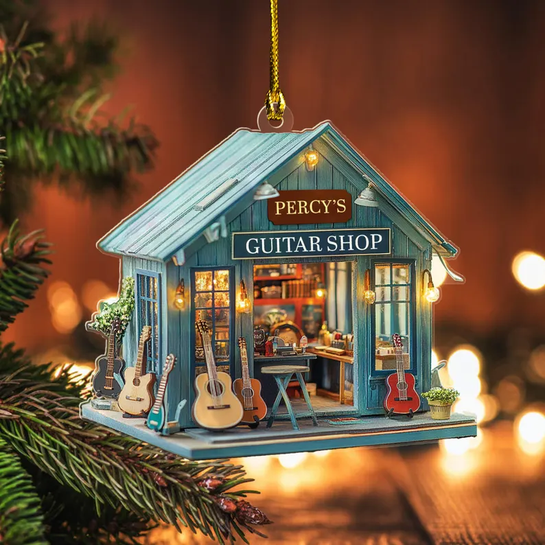 Personalized  Guitar Shop Christmas Ornament