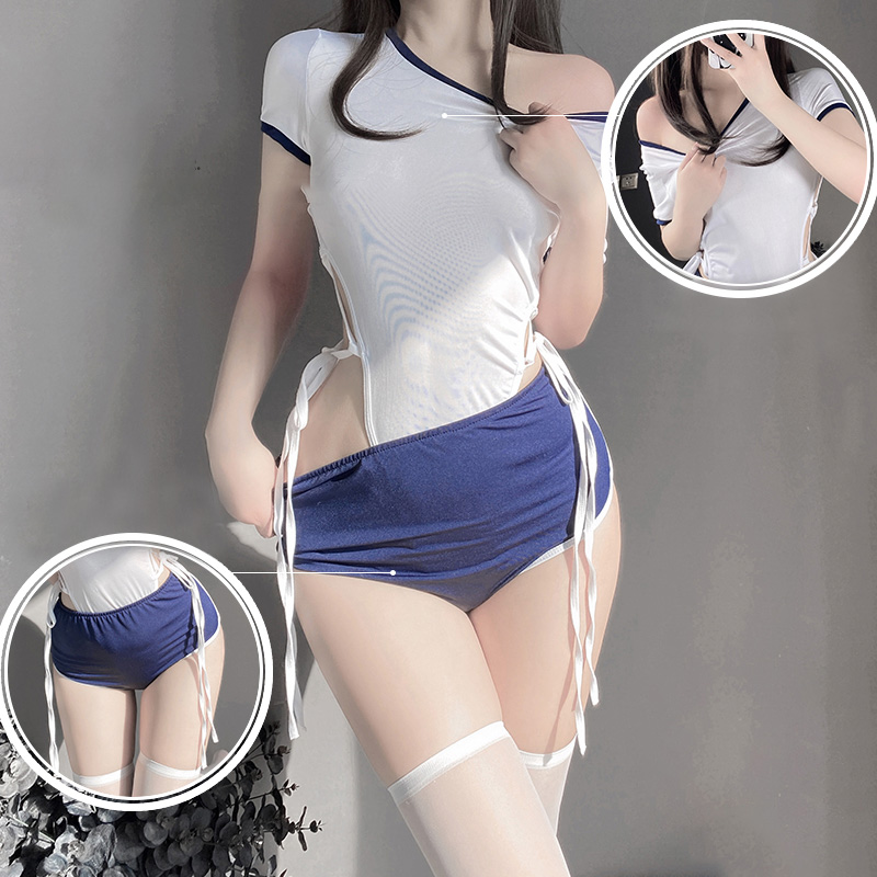 School Style Hollow Out Lingerie Stockings Set