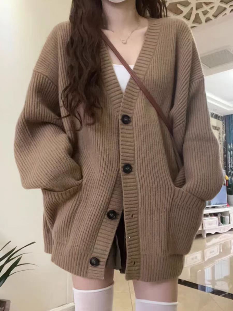 Women's Loose-Fit Knitted Cardigan Sweater Coat