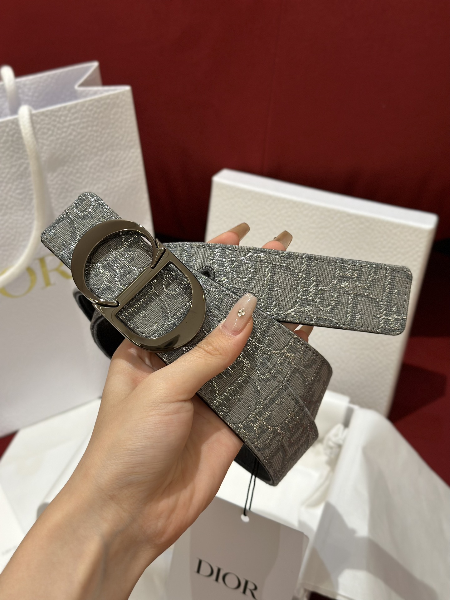 Dior CD Buckle Canvas Leather Belt 3.5CM Width