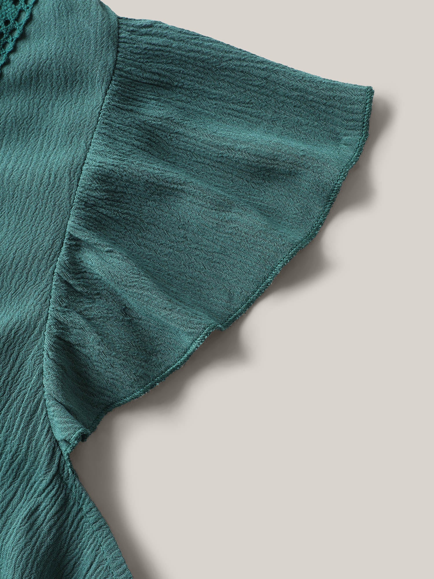 Lace Trim Perfect-Fit Solid Blouse