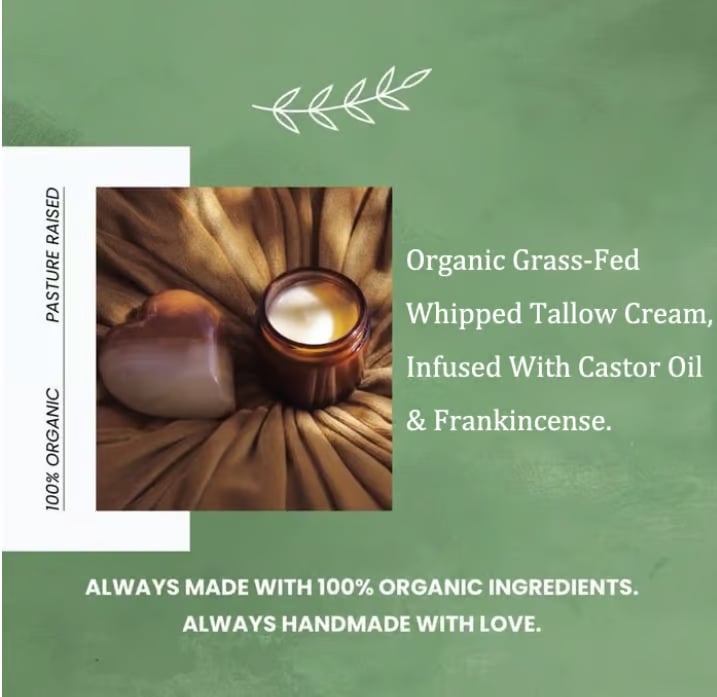 ⏰Last Day Promotion 49% OFF🌿 Organic Whipped Tallow Balm with Castor Oil & Frankincense for Natural Skincare & Moisturizing ✨