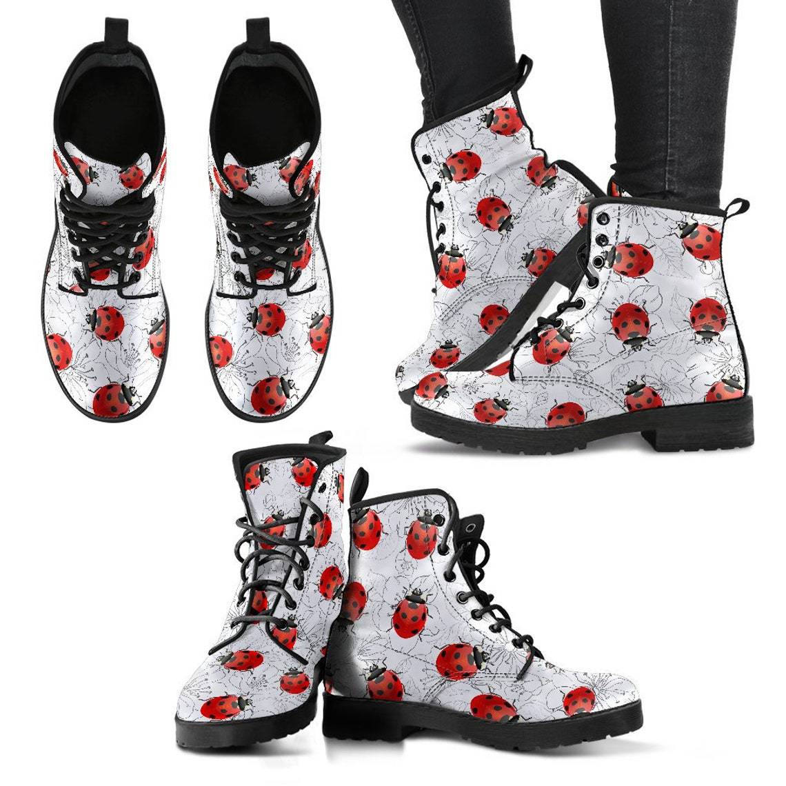 Digital Printing Women's High-top Motorcycle Boots