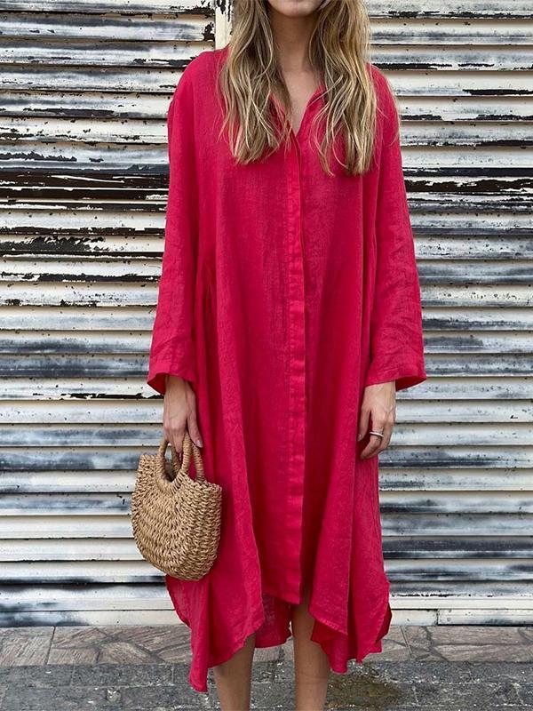 Women's Fashion Loose Cotton and Linen Dress