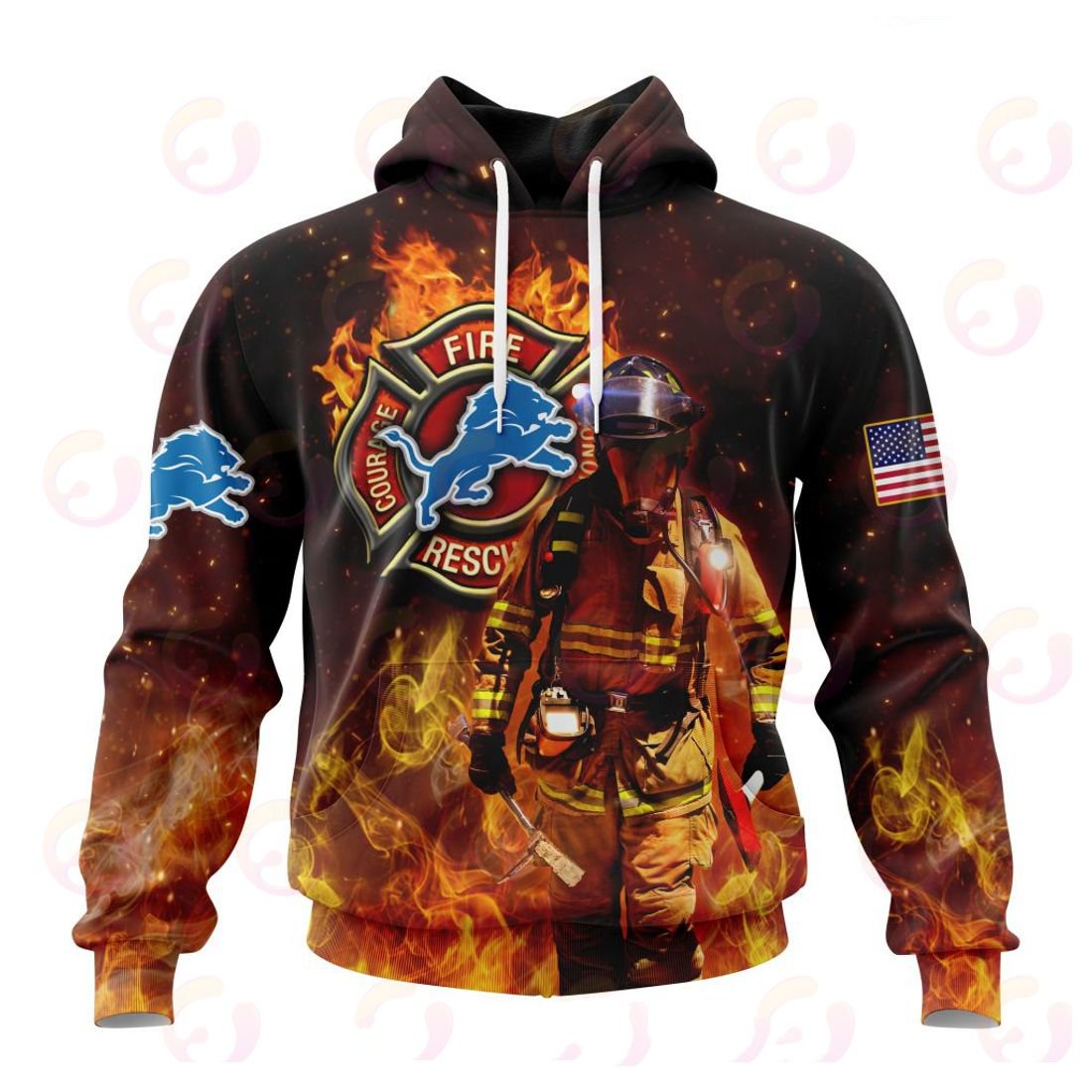 DETROIT LIONS HONOR FIREFIGHTERS – FIRST RESPONDERS 3D HOODIE