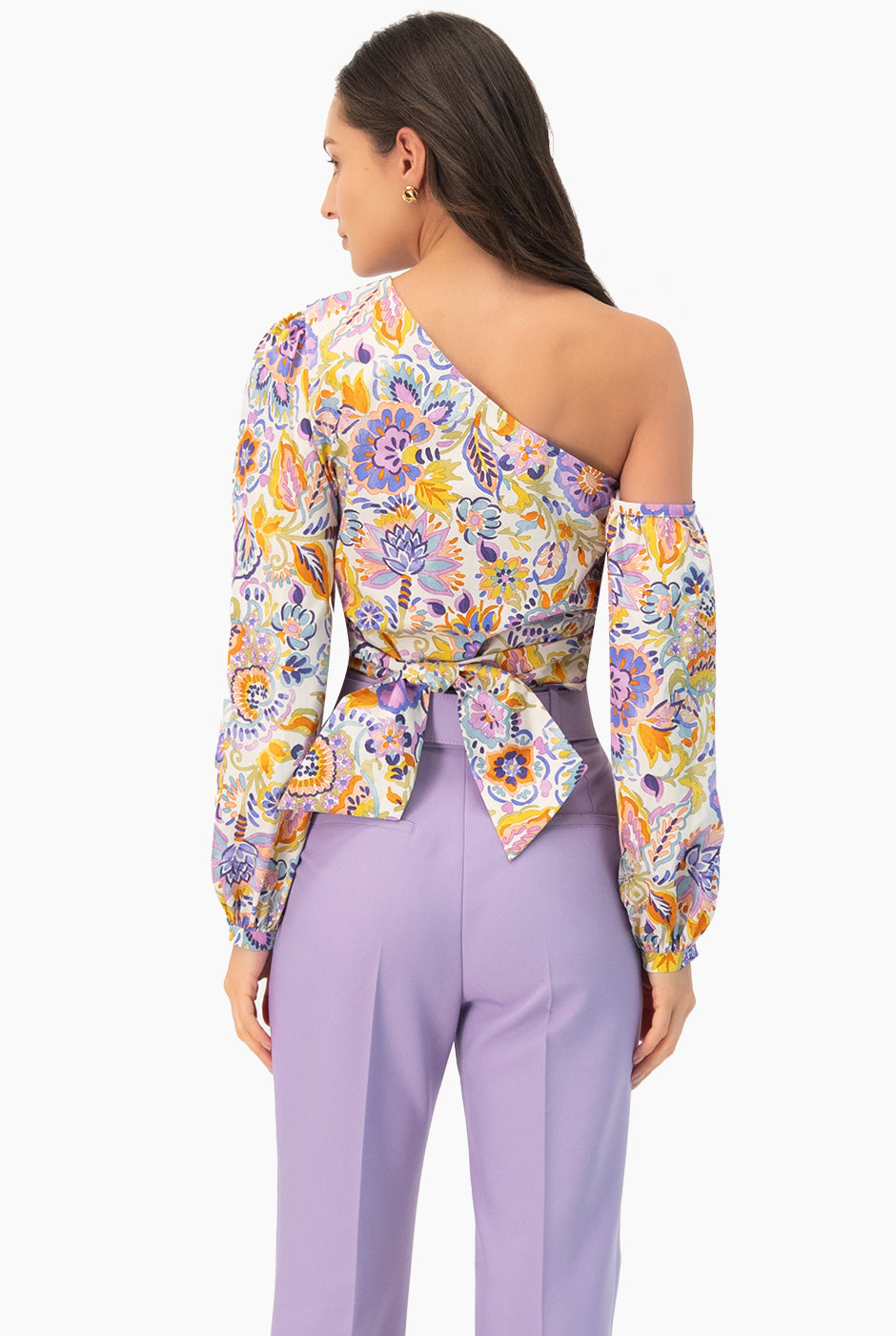 Blusa estampada de un hombro