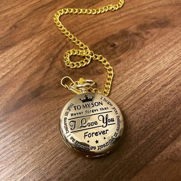 To My Son/Daughter Quartz Pocket Chain Watch