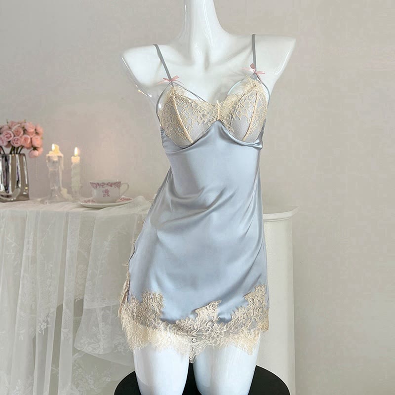 Lace See-through Backless Lingerie Slip Dress