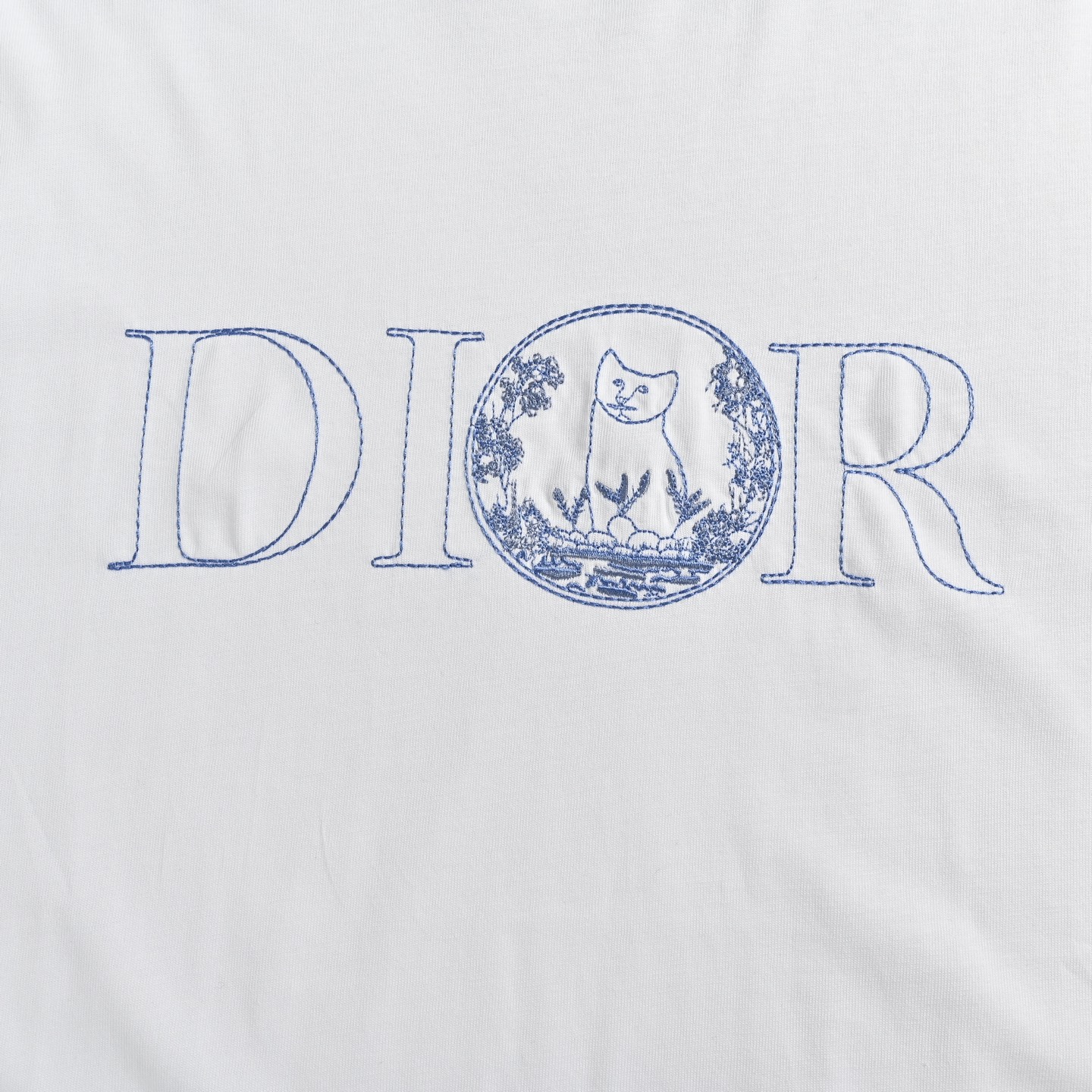 Dior 25ss cat embroidered short sleeve