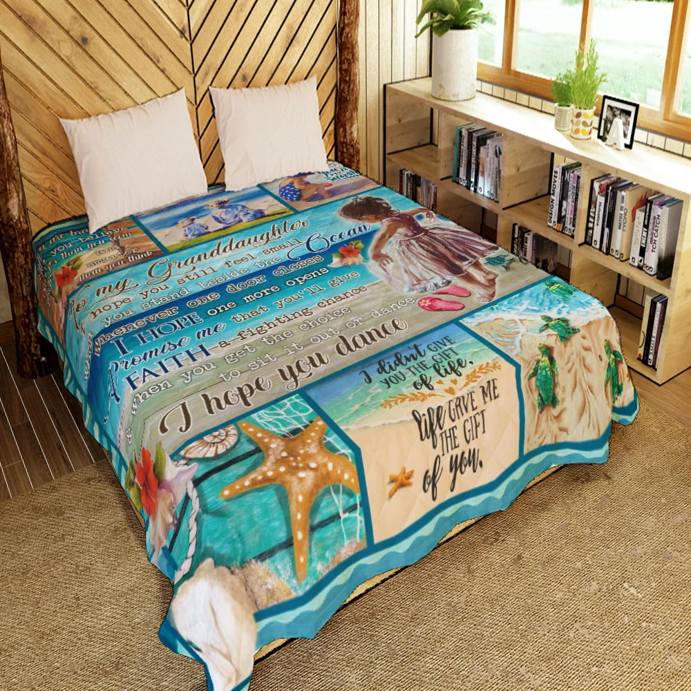 Grandma To Granddaughter, Beach Life Quilt Blanket