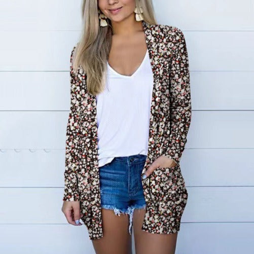 European And American Autumn New Printed Cardigan Coat