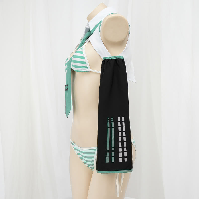 Stripe Bikini Tie Top Lingerie Set