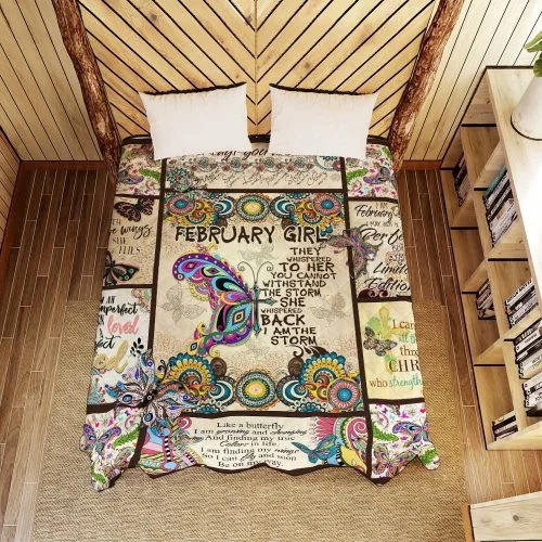 February Girl. I Am The Storm. Butterfly Quilt Blanket