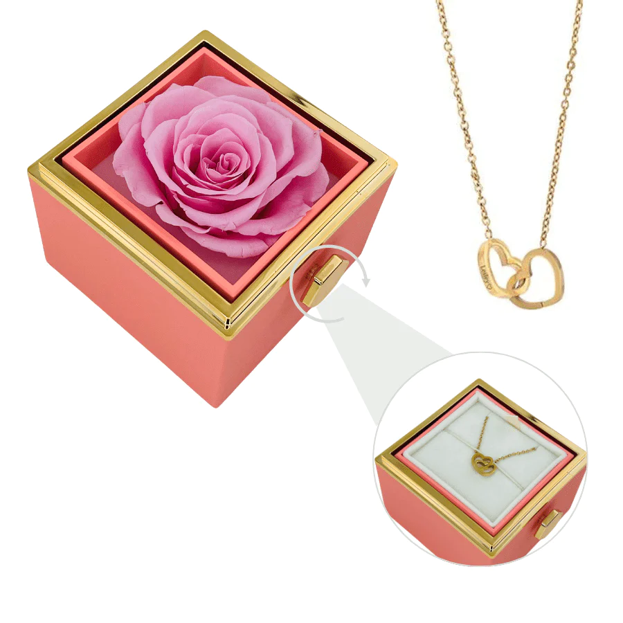 💥To Your Mom/Girlfriend/Daughte/Niece/Bestie - Love Hearts Necklace Customised With Rotatable Eternal Rose Box