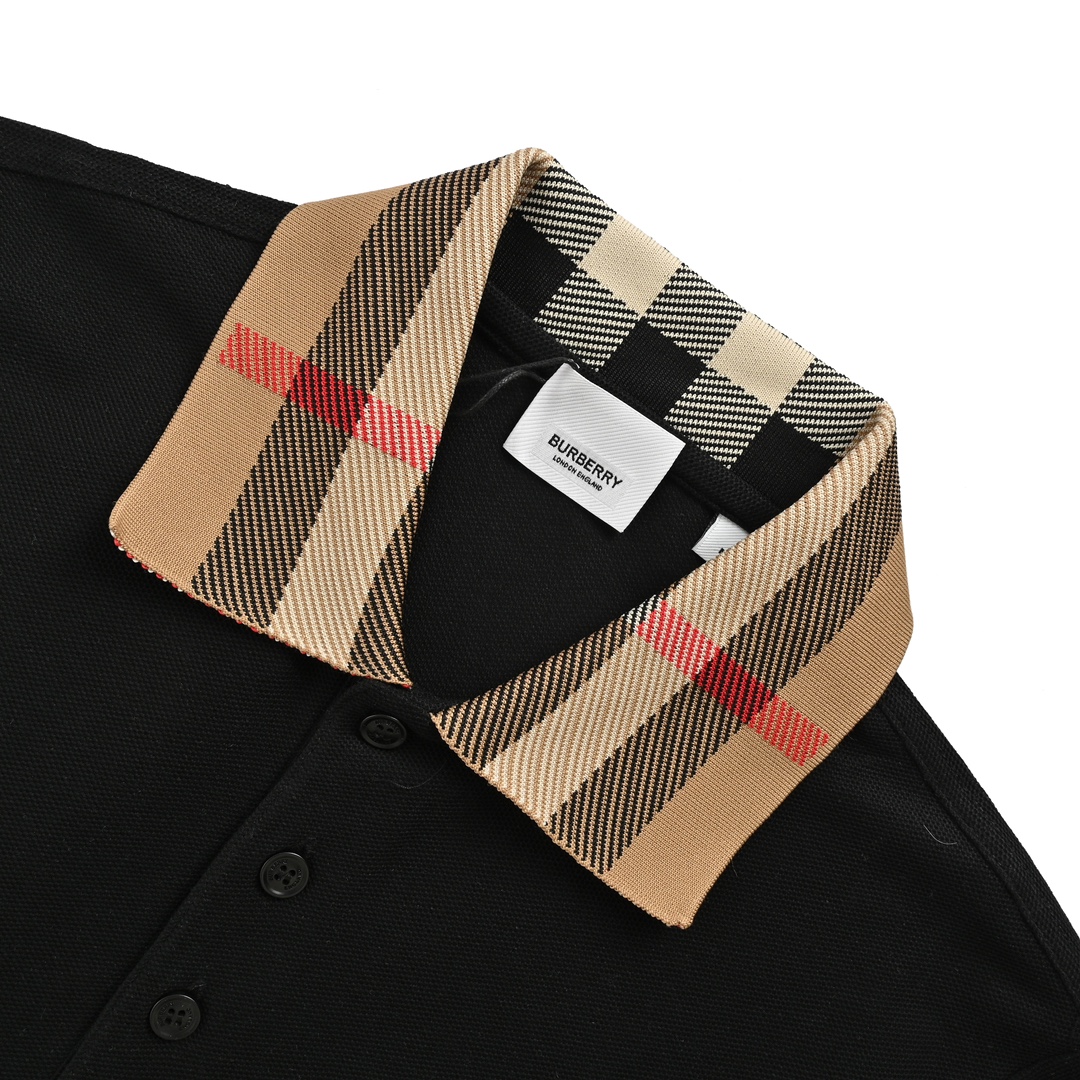 Burberry 24ss check collar Polo short sleeve