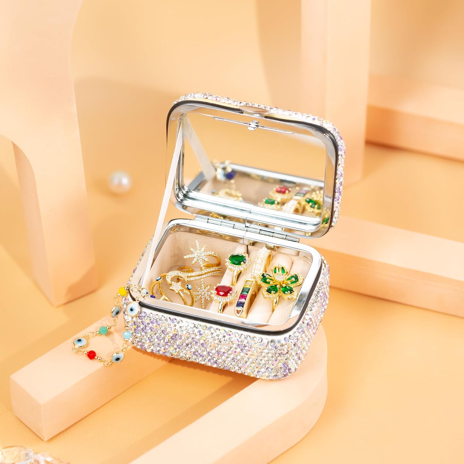 🔥New Release Hot Sale🔥Bling Diamonds Crystal Portable Jewelry Case