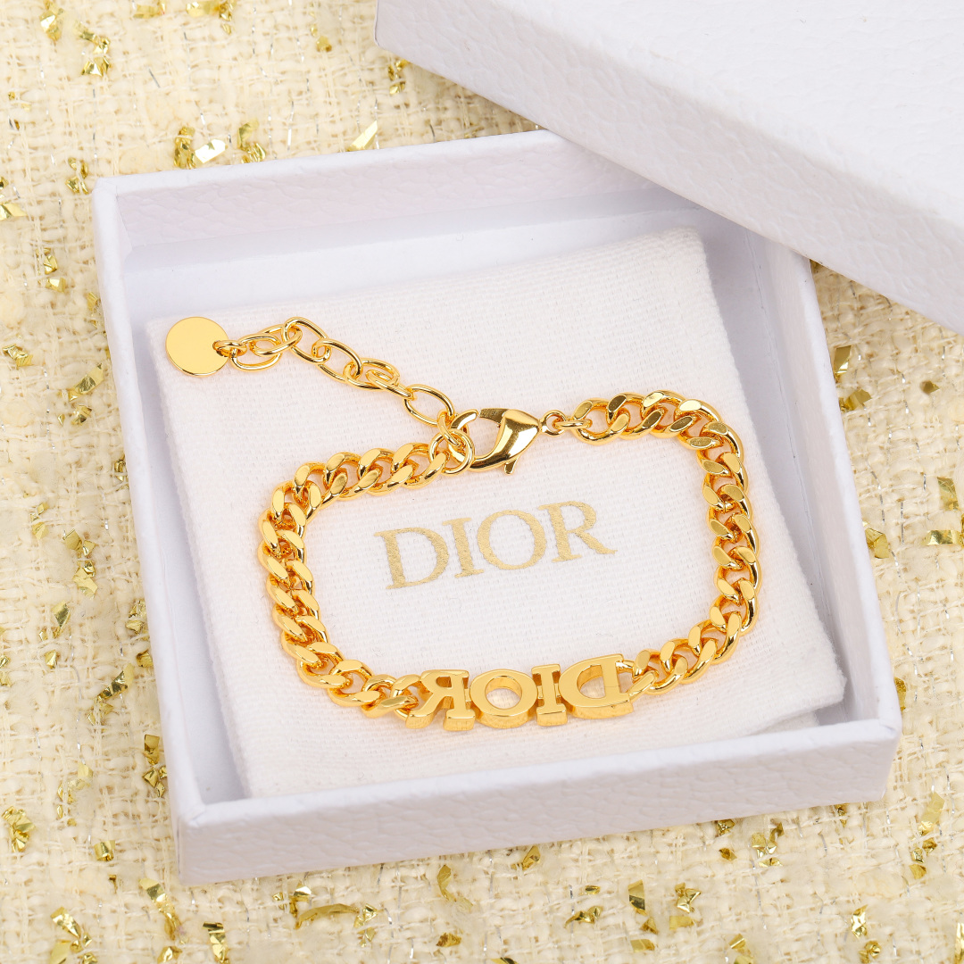 Dior chain letter gold bracelet
