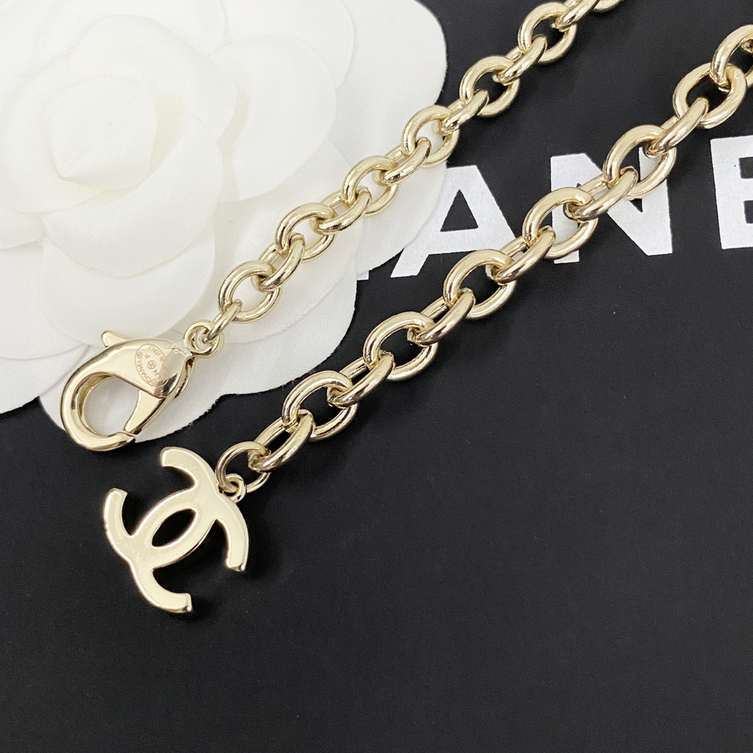 CHAN 24 multi-element black gold lava double-layer chain waist necklace