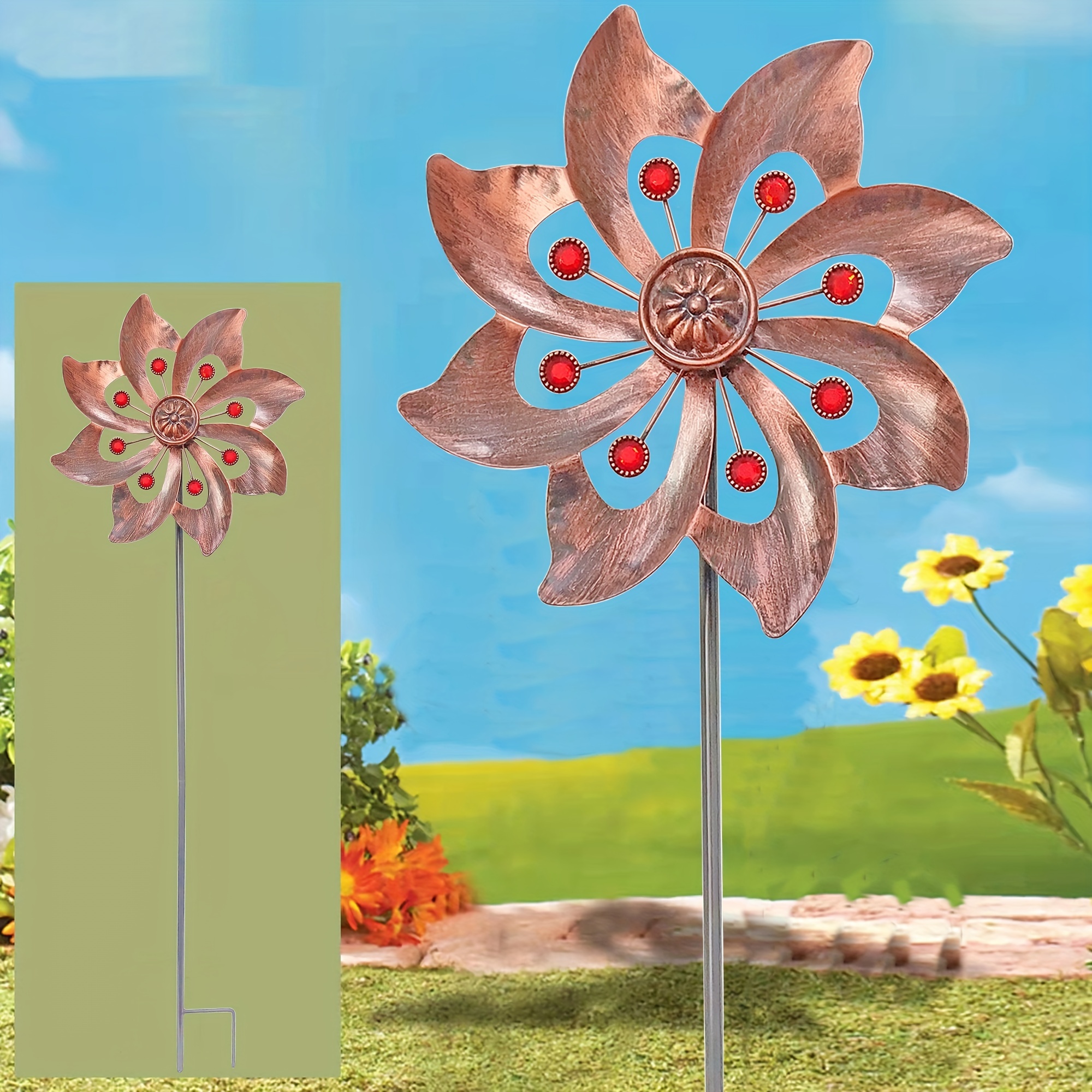1pc Wind Spinner With Garden Stake, Kinetic Wind Spinners Outdoor Garden Stake For Yard And Garden