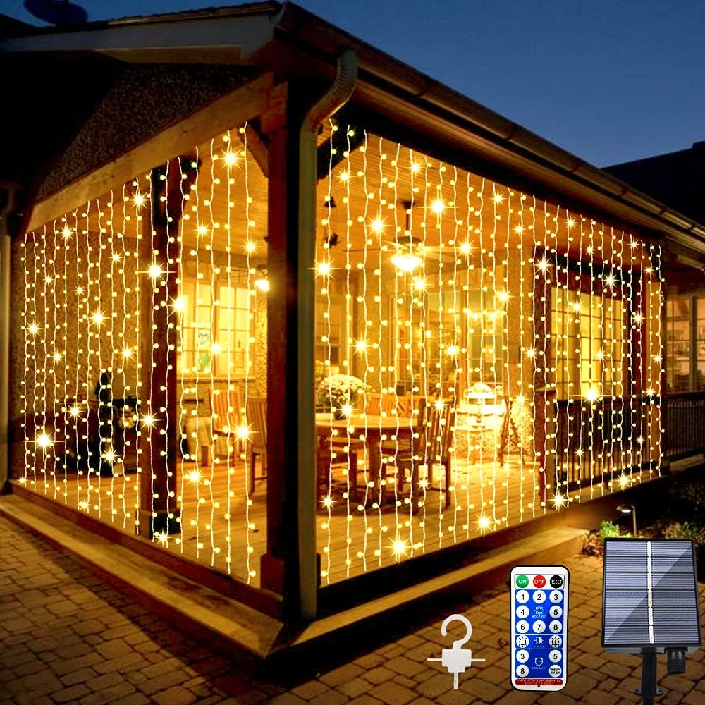 🔥Last Day Sale - 45% OFF🔥Solar Powered Curtain Light, Waterproof LED String Light with Remote Control